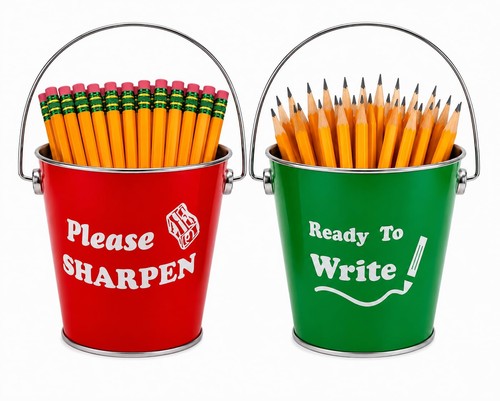 Sharp and dull pencil - and,