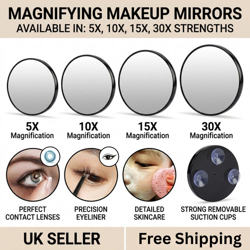 Round magnifying makeup mirror - round,