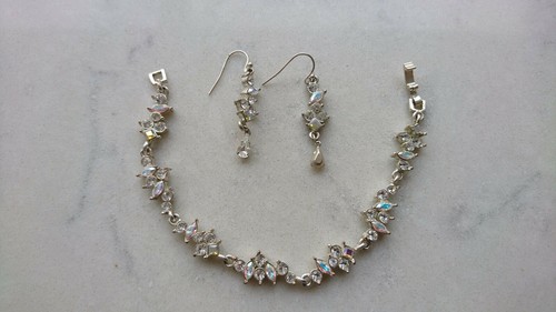 Diamonte earrings and bracelet - and,