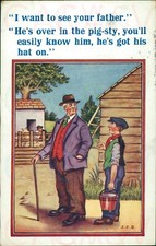 Fathers By the Pig Sty Hat on  Visitor 1932 Postmark XL Series 1276 JCD