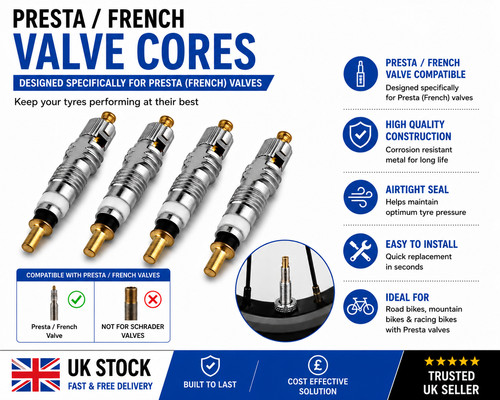 Presta french valve cores - 4x,
