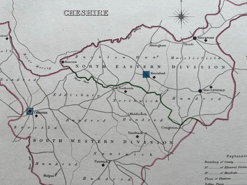 1835 antique map cheshire - 1835,