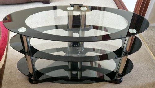 Oval black clear glass tv - black,