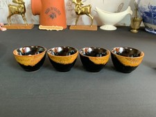 4 x Japanese Sake Cups Brown Pottery 5.5cm x 4cm Glazed
