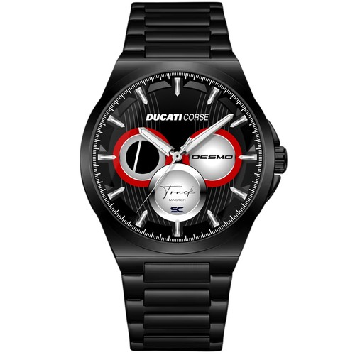 Black steel wrist watch - steel, fan