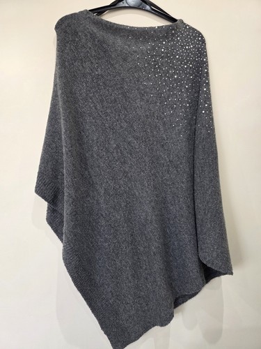 Womens grey poncho shawl with - womens,