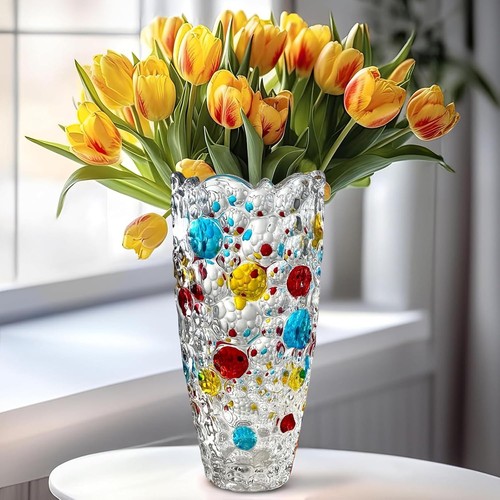 Coloured crystal glass - coloured, vase
