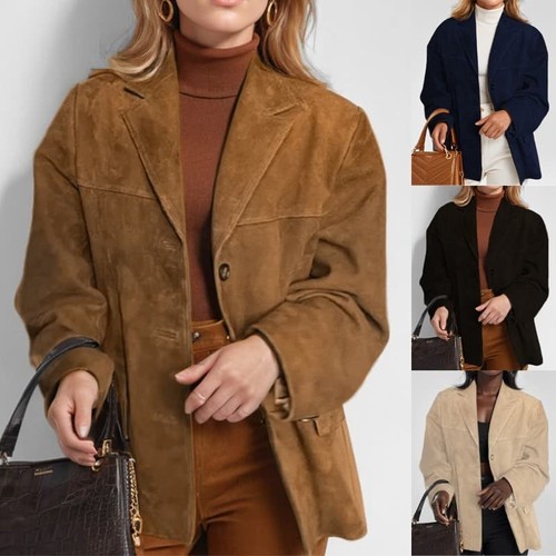 Ladies faux suede suits coat - suede,