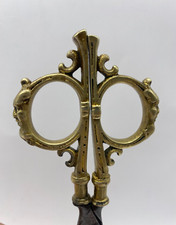 Antique Rare Early 19th Century German Embroidery Scissors Brass/Steel with Case