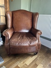 Laura Ashley Southwold Brown Real Leather Wingback Recliner Chair