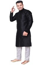 Men's Black Jacquard Kurta