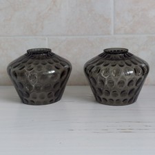 Retro Dimpled Glass Shade X2 Pendant Wall Light Black Transparent Bell H 11.5cm