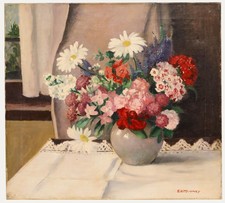 E. H. Mooney - 20th Century Oil, Flowers in a Ceramic Vase