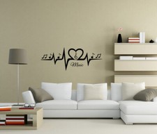 Music Heart Beat Music Notes Wall Stickers Wall Art Decals Quote Decor UK 101zx