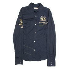 LA MARTINA Womens Plain Shirt Black Long Sleeve L