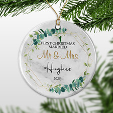 Personalized First Christmas Married Ornament  Custom Wedding Keepsake