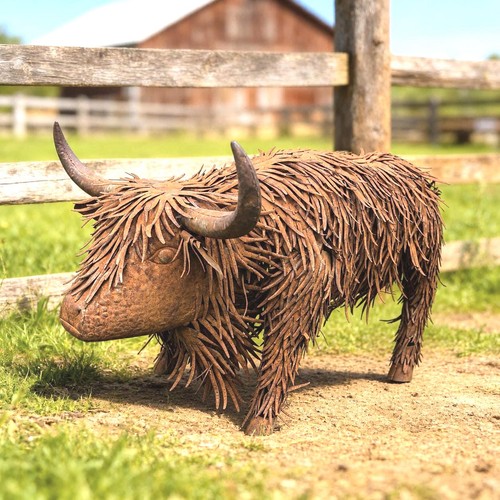 Rustic metal highland cow - rustic,