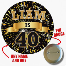 58mm Personalised Birthday Pin