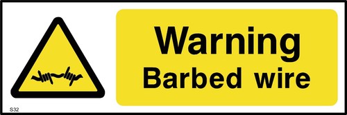 Warning barbed wire sign - warning,
