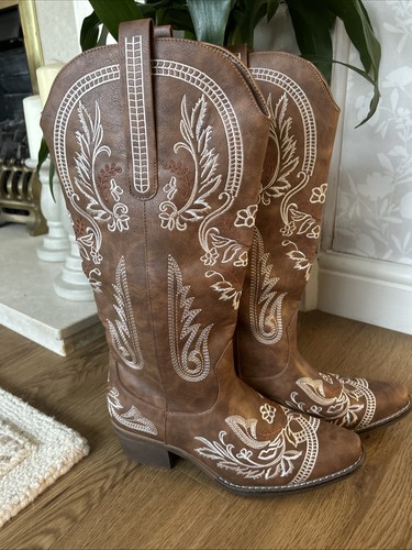 Ladies brown floral midcalf - ladies,