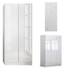 White Gloss Front 2/3 Door Wardrobe Scandinavian Furniture Matt Frame