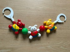 VINTAGE Colourful Rabbit PRAM TOY CHAIN RATTLES COACH BUILT SILVER CROSS