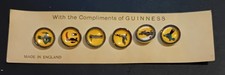 Vintage maybe Unused Box of 6 Different Guinness Waistcoat Buttons & Fixing Bars