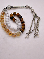 Handmade Islamic Tasbih Prayer Beads – 33 Natural Gemstone Misbaha Tiger Eye