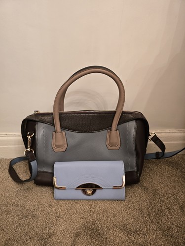 Blue brown handbag set with - blue,
