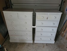 Two Solid Pine Shabby Chic 4 + 2 Chests Of Drawers (sold as one unit)