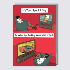 Modern toss birthday card - card, rude