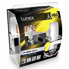 2x HB3 Lunex PLASMA GOLD 9005 12V 65W Car Headlight Halogen Bulbs P20d 2800K