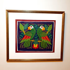 Molas Parrots Textile Embroidery Appliqué Folk Art by Kuna Yala Indians Panama