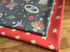 Used Bundle 2 FQ 50cm Square Cath Kidston Space & Stars Red Lightweight Cotton