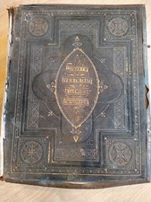 Vintage Large Bible in Welsh Peter Williams with Colour Illustrations 