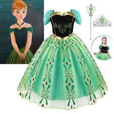 Girls Kids Frozen Anna Fancy Dress Up Princess Role Cosplay Party Costume Outfit