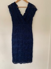 Gina Bacconi elegant knee-length navy lace beaded cocktail dress, size 10