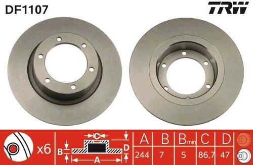 Brake disc trw df1107 for - brake,