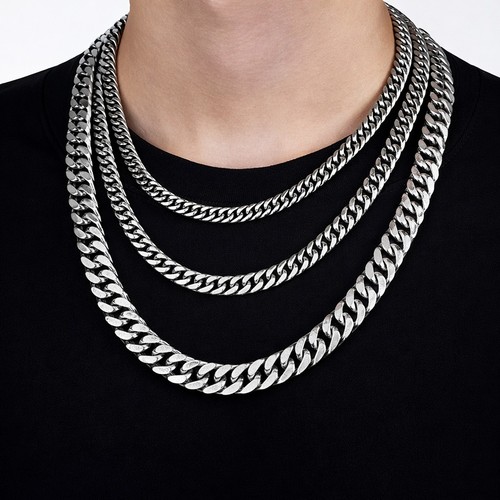 Mens stainless steel necklace - steel,
