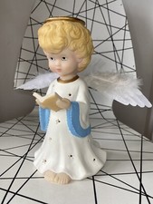 Vintage ceramic fibre optic angel Cherub christmas decoration ornament