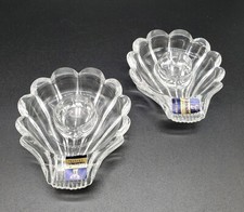 Gleneagles Lead Crystal Taper Candle Shell Shaped Holders Ideal For Christmas