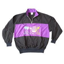 BAY BRIDGE Ladies Mens XL WINDBREAKER Track Top Hollywood USA Vintage 80s 90s