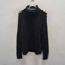 Holland Cooper Corded Roll Neck Chunky Knit Cotton Wool Jumper Sweater Large