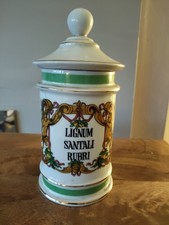 Vintage apothecary jar lignum santali rubri sandalwood pot antique Spain chemist