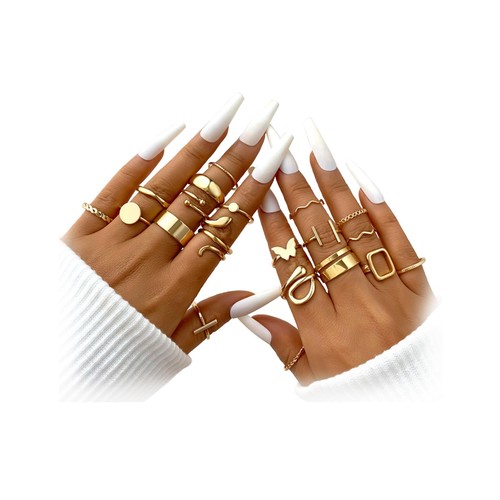 Gold knuckle rings set - knuckle,