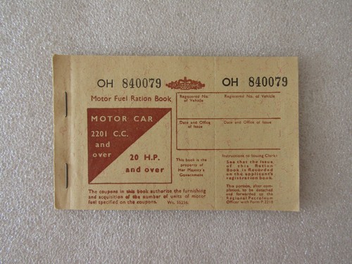 Motor fuel ration - fuel, book