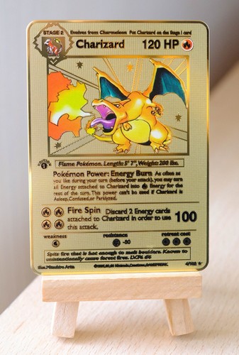 Charizard gold metal base - metal, –