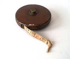 Antique Measure Tape JOHN RABONE&SONS 100FT Leather Body 1915's Carpentry Tool