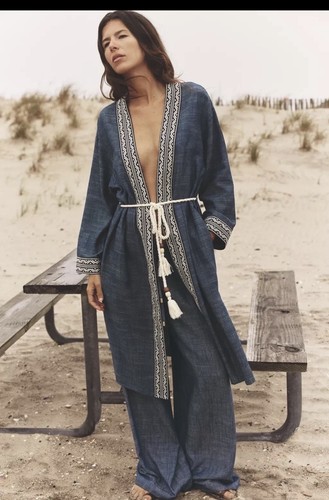 Zara blue indigo linen blend - linen,