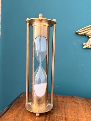 Vintage large brass sand timer - vintage,